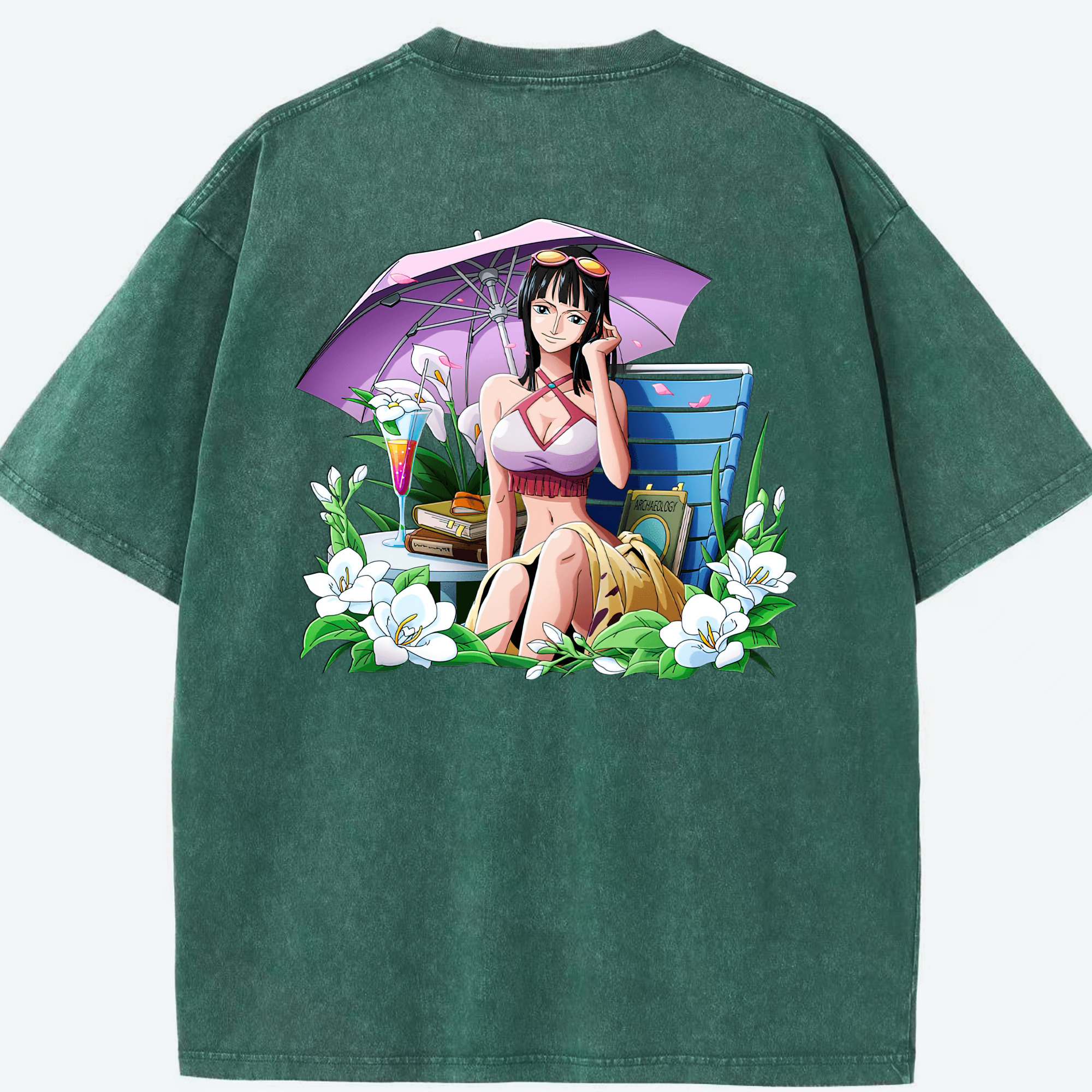 ワンピース ニコ・ロビン ONE PIECE Nico Robin 綿100% ヴィンテージ風 半袖Tシャツ（背面プリント）